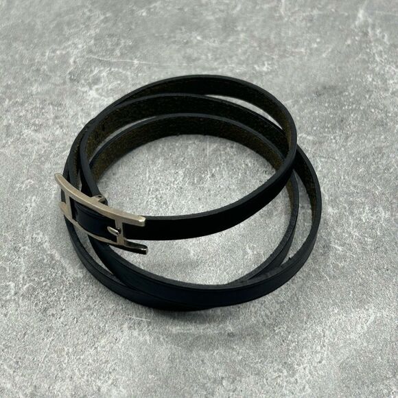 NWT Hermes Hapi 3 MM Black Leather Palladium Wrap Bracelet Buckle With Box - Picture 6 of 16